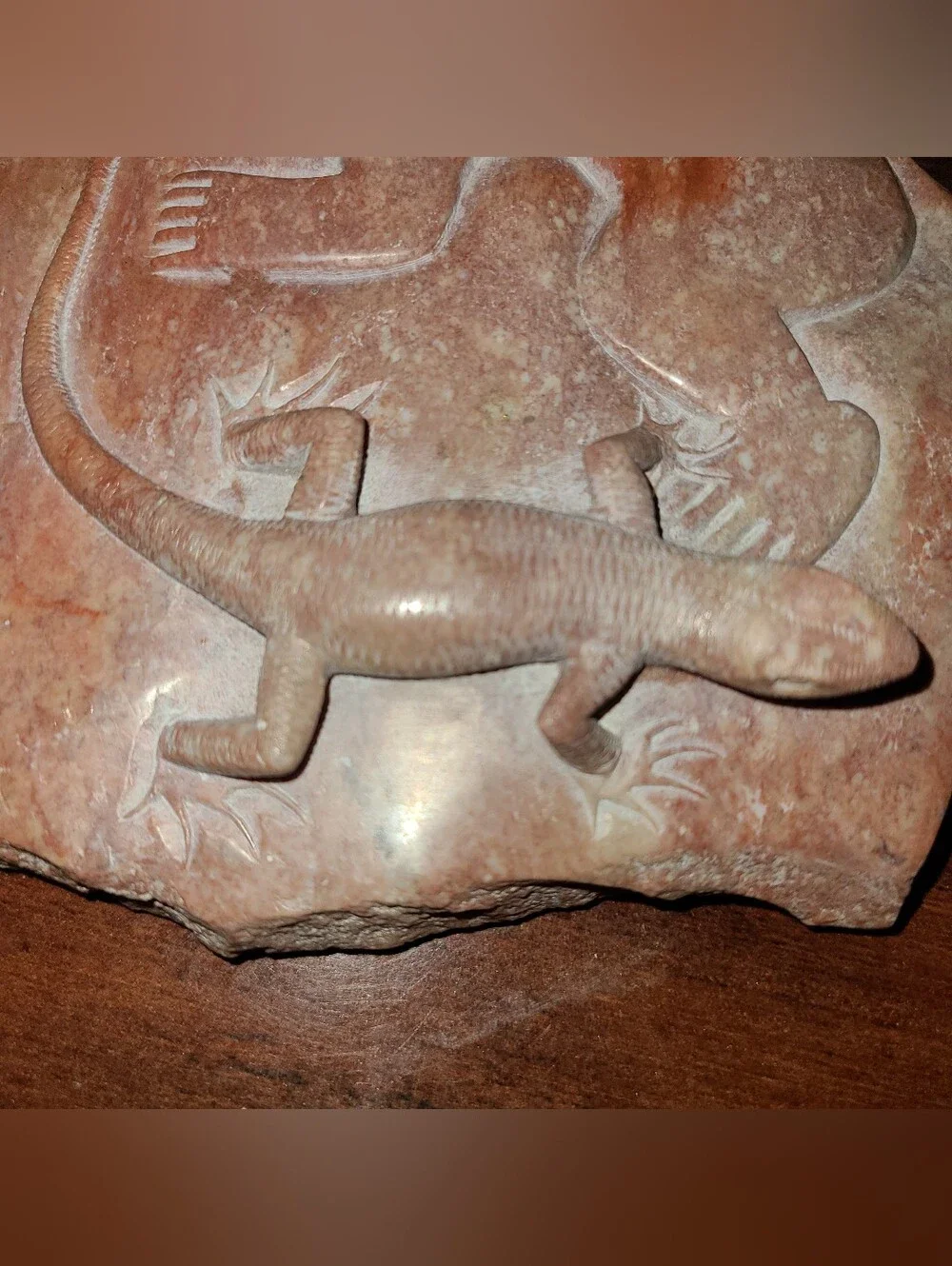 Polished 3D Hand Carved Stone Relief - Peruvian Nazca Monkey & Lizard 6